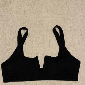aerie Black V-Notch bikini top Bralette Top - Women  size Large